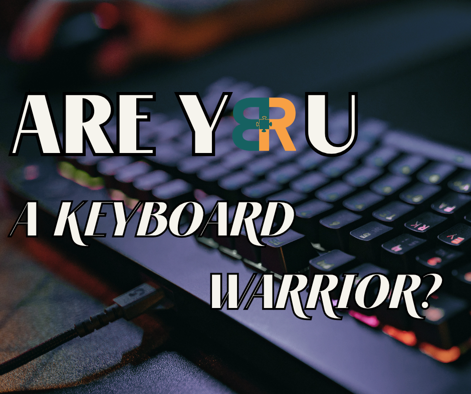 An image of a keyboard and a mouse in the background, asking readers if they are a keyboard warrior
